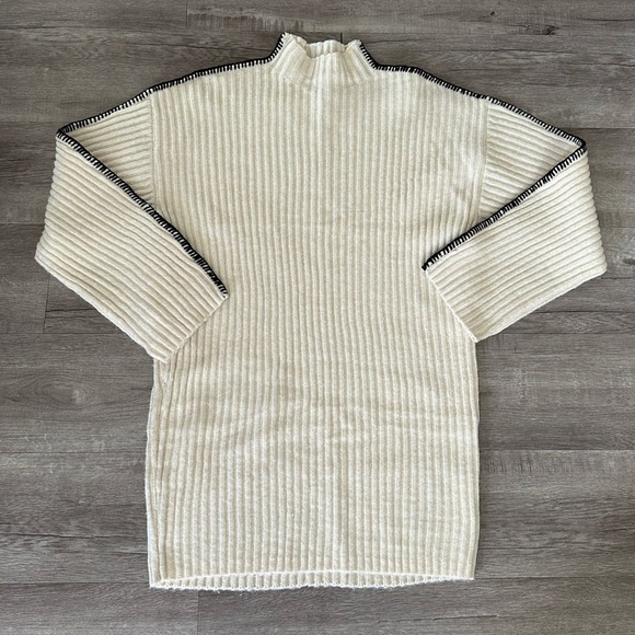 NWT Steve Madden Women’s Mock Neck Rib Dress In White Cap - Picture 3 of 11